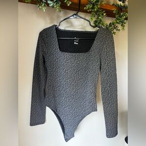 A New Day Grey Leopard Print Bodysuit